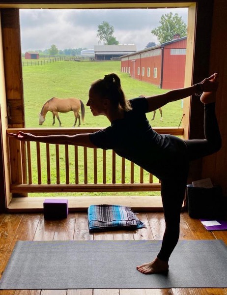 A woman doing a yoga